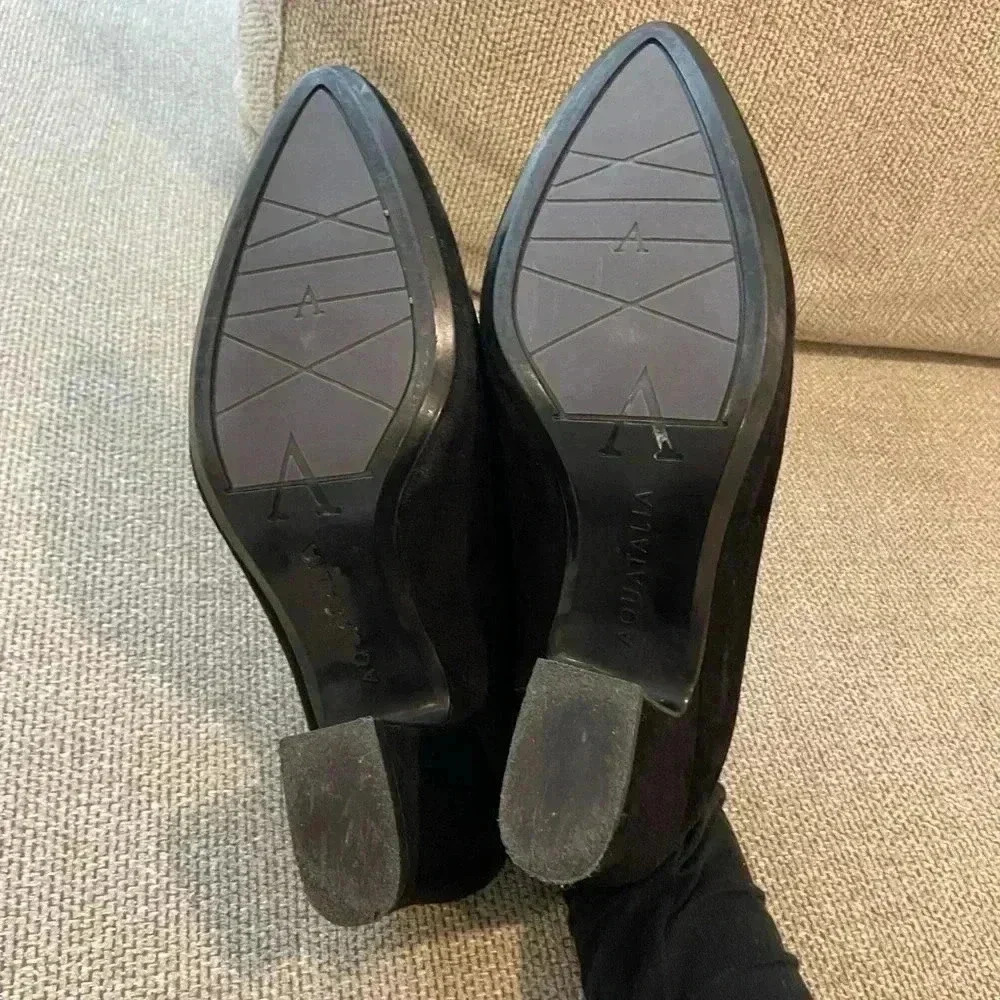 Aquatalia Olima Suede Waterproof Mules Black Size 8 - Picture 5 of 6